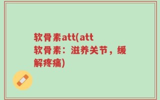 软骨素att(att软骨素：滋养关节，缓解疼痛)