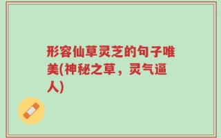 形容仙草灵芝的句子唯美(神秘之草，灵气逼人)