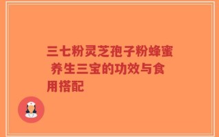 三七粉灵芝孢子粉蜂蜜 养生三宝的功效与食用搭配