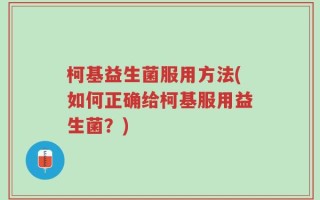 柯基益生菌服用方法(如何正确给柯基服用益生菌？)