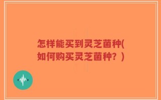 怎样能买到灵芝菌种(如何购买灵芝菌种？)