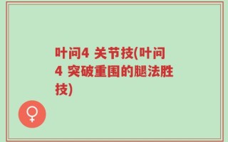 叶问4 关节技(叶问4 突破重围的腿法胜技)