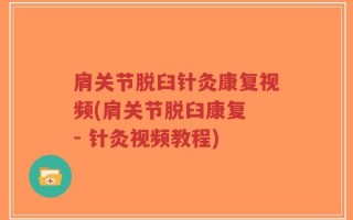 肩关节脱臼针灸康复视频(肩关节脱臼康复 - 针灸视频教程)