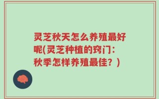 灵芝秋天怎么养殖最好呢(灵芝种植的窍门：秋季怎样养殖最佳？)