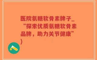 医院氨糖软骨素牌子_“探索优质氨糖软骨素品牌，助力关节健康”)