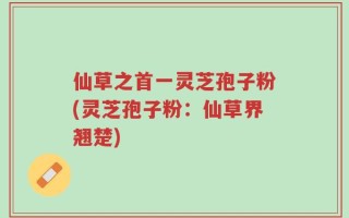 仙草之首一灵芝孢子粉(灵芝孢子粉：仙草界翘楚)