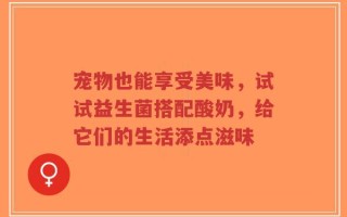 宠物也能享受美味，试试益生菌搭配酸奶，给它们的生活添点滋味