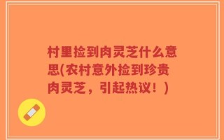 村里捡到肉灵芝什么意思(农村意外捡到珍贵肉灵芝，引起热议！)