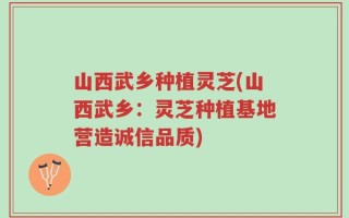 山西武乡种植灵芝(山西武乡：灵芝种植基地营造诚信品质)