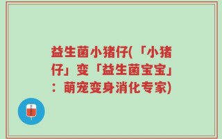 益生菌小猪仔(「小猪仔」变「益生菌宝宝」：萌宠变身消化专家)