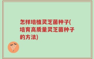 怎样培植灵芝菌种子(培育高质量灵芝菌种子的方法)