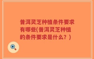 普洱灵芝种植条件要求有哪些(普洱灵芝种植的条件要求是什么？)
