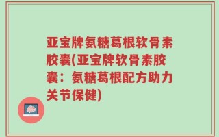 亚宝牌氨糖葛根软骨素胶囊(亚宝牌软骨素胶囊：氨糖葛根配方助力关节保健)