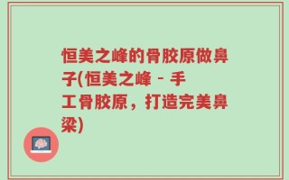 恒美之峰的骨胶原做鼻子(恒美之峰 - 手工骨胶原，打造完美鼻梁)