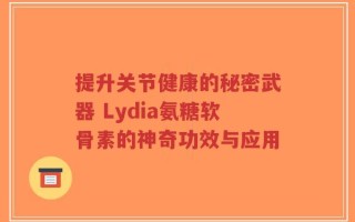 提升关节健康的秘密武器 Lydia氨糖软骨素的神奇功效与应用