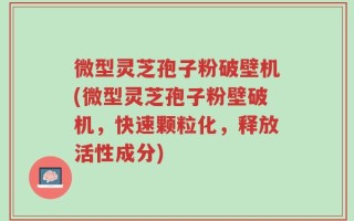 微型灵芝孢子粉破壁机(微型灵芝孢子粉壁破机，快速颗粒化，释放活性成分)