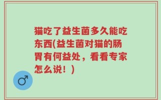 猫吃了益生菌多久能吃东西(益生菌对猫的肠胃有何益处，看看专家怎么说！)