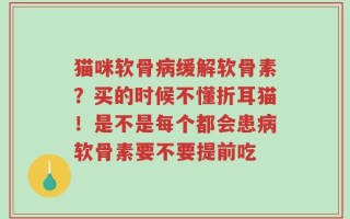 猫咪软骨病缓解软骨素？买的时候不懂折耳猫！是不是每个都会患病软骨素要不要提前吃
