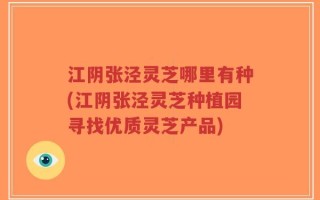 江阴张泾灵芝哪里有种(江阴张泾灵芝种植园寻找优质灵芝产品)