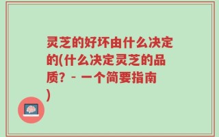 灵芝的好坏由什么决定的(什么决定灵芝的品质？- 一个简要指南)