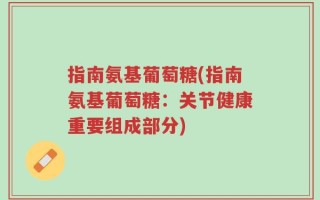 指南氨基葡萄糖(指南氨基葡萄糖：关节健康重要组成部分)