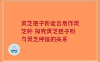 灵芝孢子粉能否用作灵芝种 探究灵芝孢子粉与灵芝种植的关系