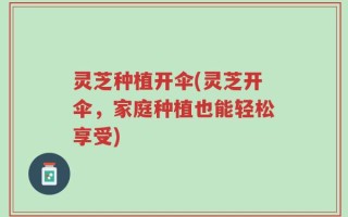 灵芝种植开伞(灵芝开伞，家庭种植也能轻松享受)