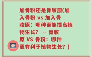 加骨粉还是骨胶原(加入骨粉 vs 加入骨胶原：哪种更能提高植物生长？ -- 骨胶原 VS 骨粉：哪种更有利于植物生长？)