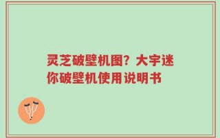 灵芝破壁机图？大宇迷你破壁机使用说明书