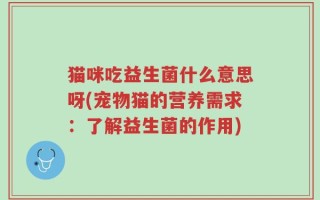 猫咪吃益生菌什么意思呀(宠物猫的营养需求：了解益生菌的作用)