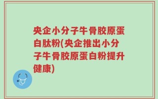 央企小分子牛骨胶原蛋白肽粉(央企推出小分子牛骨胶原蛋白粉提升健康)