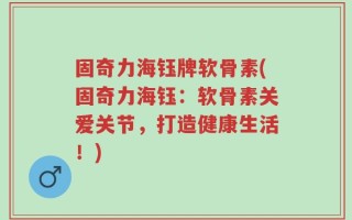 固奇力海钰牌软骨素(固奇力海钰：软骨素关爱关节，打造健康生活！)