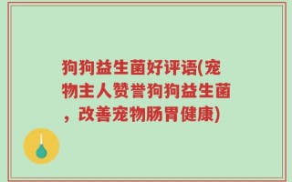 狗狗益生菌好评语(宠物主人赞誉狗狗益生菌，改善宠物肠胃健康)