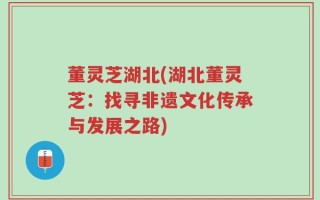 董灵芝湖北(湖北董灵芝：找寻非遗文化传承与发展之路)