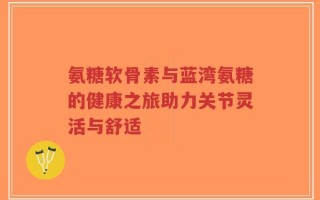 氨糖软骨素与蓝湾氨糖的健康之旅助力关节灵活与舒适