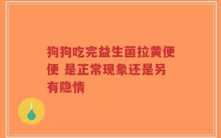 狗狗吃完益生菌拉黄便便 是正常现象还是另有隐情