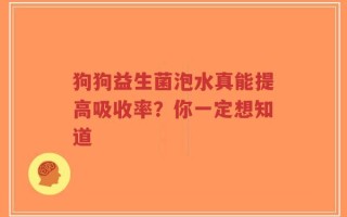 狗狗益生菌泡水真能提高吸收率？你一定想知道