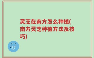 灵芝在南方怎么种植(南方灵芝种植方法及技巧)