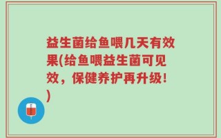 益生菌给鱼喂几天有效果(给鱼喂益生菌可见效，保健养护再升级！)