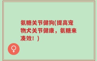 氨糖关节健狗(提高宠物犬关节健康，氨糖来凑效！)