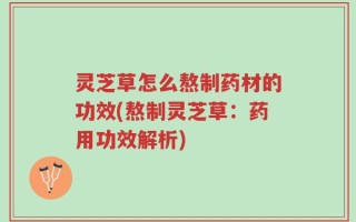 灵芝草怎么熬制药材的功效(熬制灵芝草：药用功效解析)