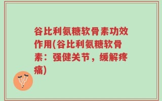 谷比利氨糖软骨素功效作用(谷比利氨糖软骨素：强健关节，缓解疼痛)