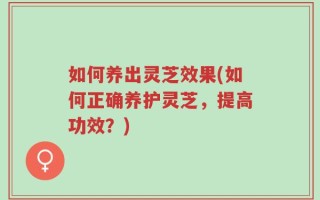 如何养出灵芝效果(如何正确养护灵芝，提高功效？)