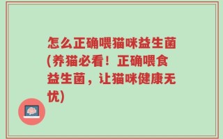 怎么正确喂猫咪益生菌(养猫必看！正确喂食益生菌，让猫咪健康无忧)