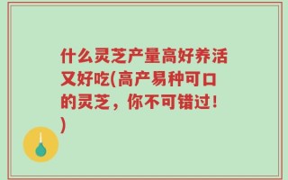 什么灵芝产量高好养活又好吃(高产易种可口的灵芝，你不可错过！)