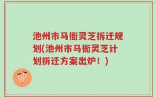 池州市马衙灵芝拆迁规划(池州市马衙灵芝计划拆迁方案出炉！)