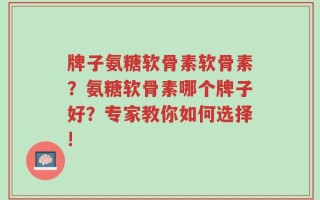 牌子氨糖软骨素软骨素？氨糖软骨素哪个牌子好？专家教你如何选择!