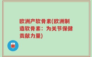 欧洲产软骨素(欧洲制造软骨素：为关节保健贡献力量)