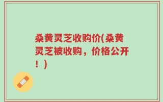 桑黄灵芝收购价(桑黄灵芝被收购，价格公开！)