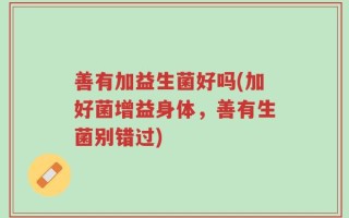 善有加益生菌好吗(加好菌增益身体，善有生菌别错过)